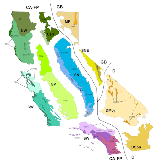 Map of Jepson regions